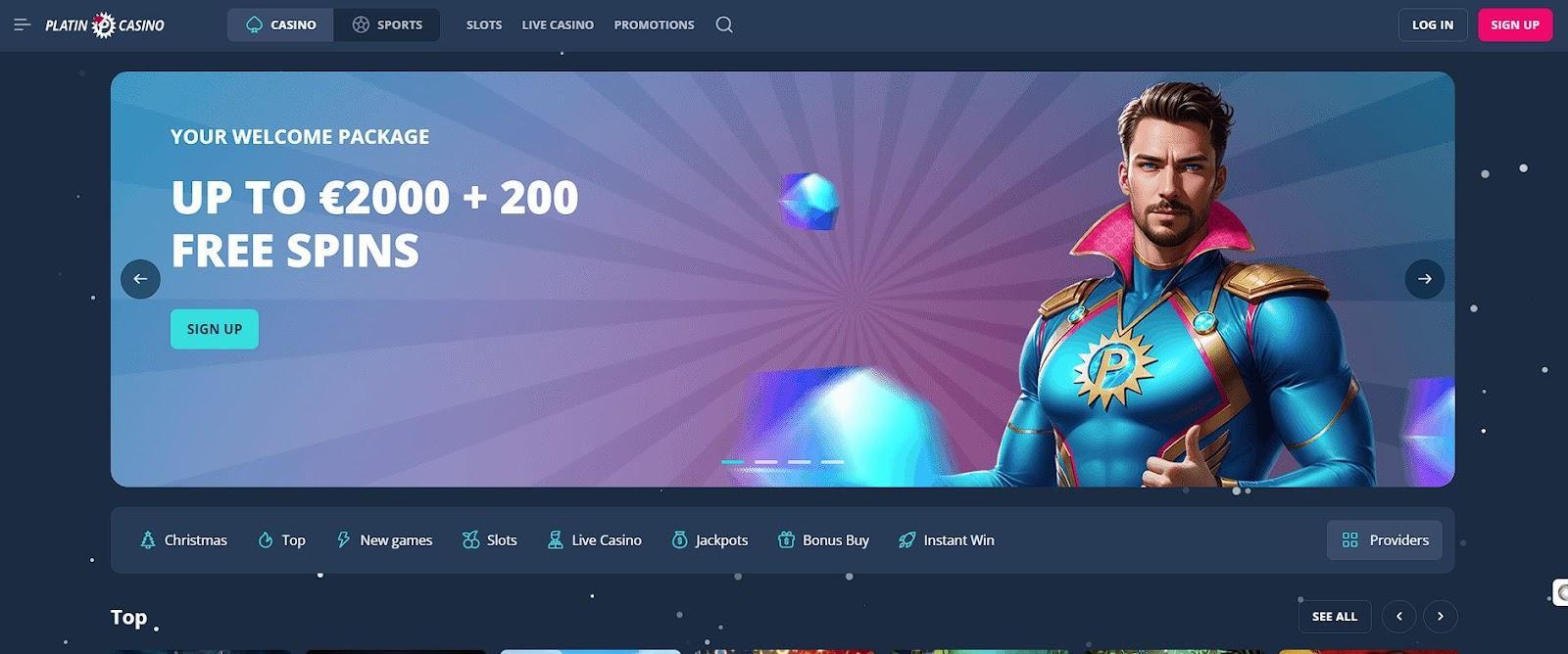 Platin Casino interface